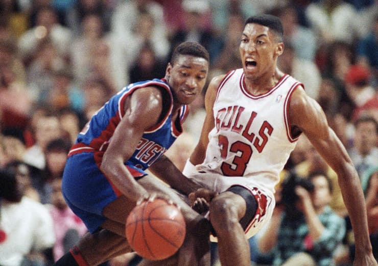 אייזיאה תומאס מול סקוטי פיפן בגמר המזרח 1990