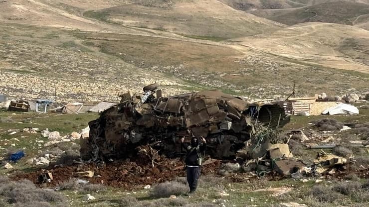 הזירה בה מסוק ינשוף צבאי  נפל ליד ירושלים בישוב מעלה עמוס