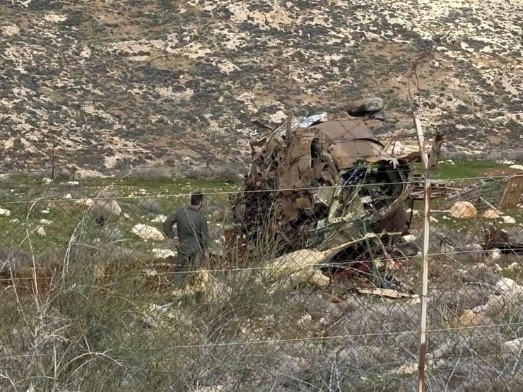 הזירה בה מסוק ינשוף צבאי  נפל ליד ירושלים בישוב מעלה עמוס