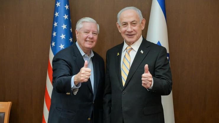 גרהאם לצד ראש הממשלה נתניהו (צילום: מעיין טואף, לע"מ) ראש הממשלה בנימין נתניהו והסאנטור לינדזי גרהאם