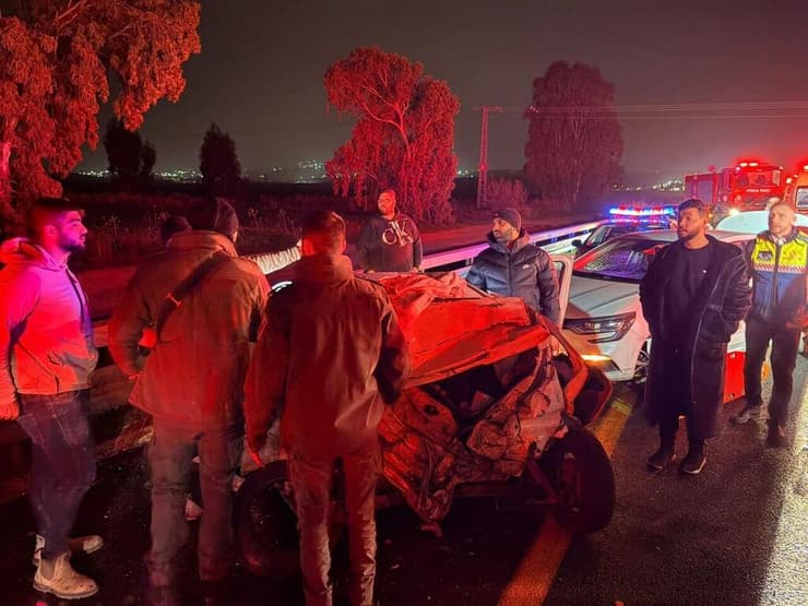 זירת התאונה בכביש 65