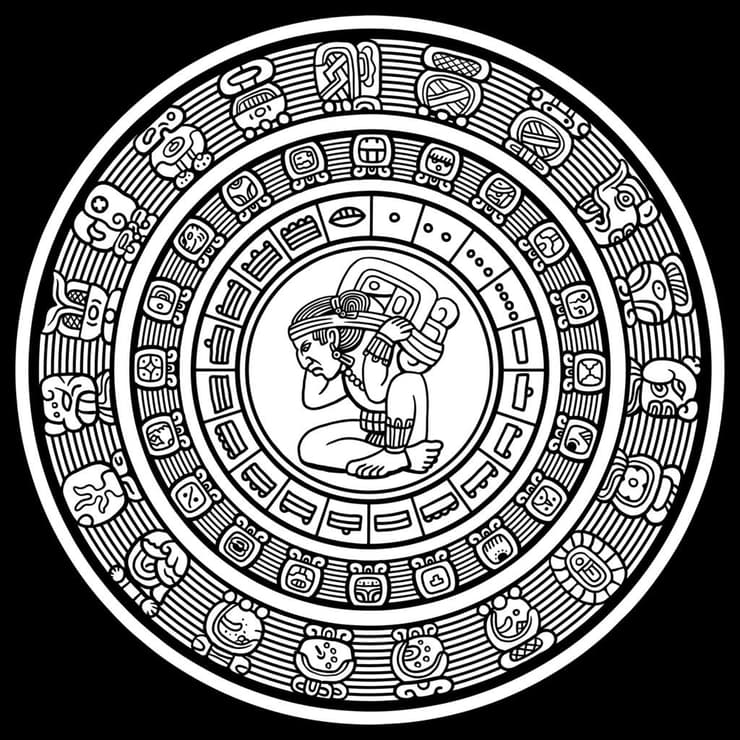 לוח שמראה את 19 החודשים של מחזור ההאב בלוח השנה של המאיה