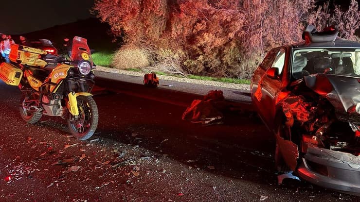 זירת התאונה בכביש 6, סמוך למחלף שורק