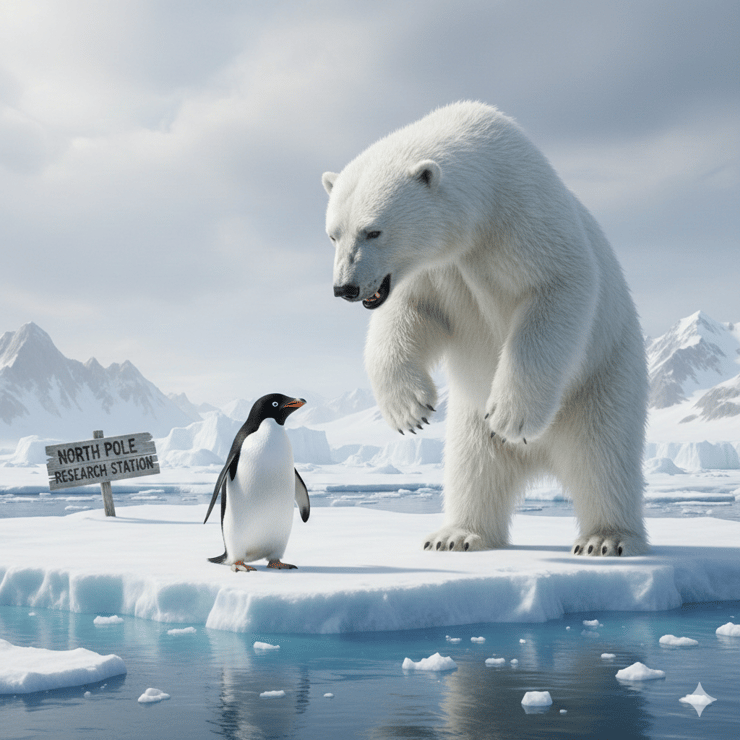 כך זה היה נראה אם פינגווין יכול היה לחיות ולהתקיים בקוטב הצפוני