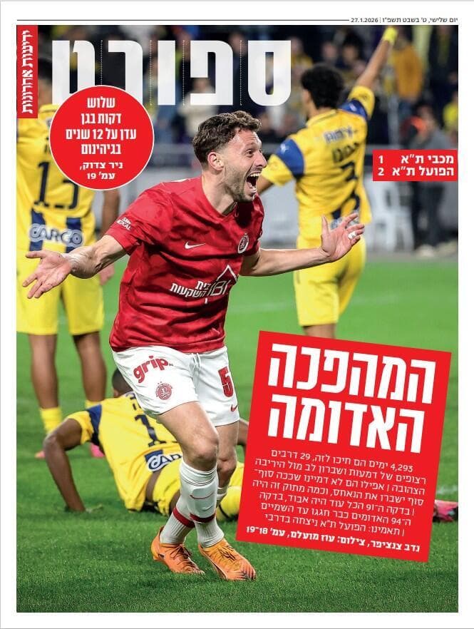 שער מוסף הספורט של "ידיעות אחרונות", הבוקר 