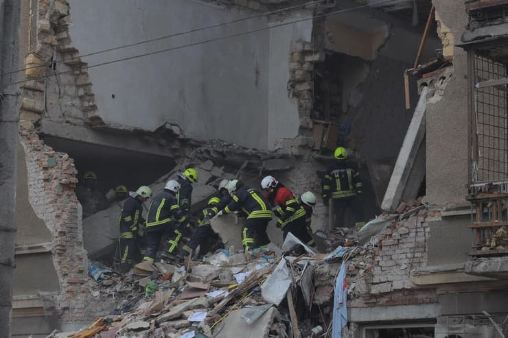 הרס אחרי מתקפה של רוסיה ב אוקראינה אודסה 27 בינואר