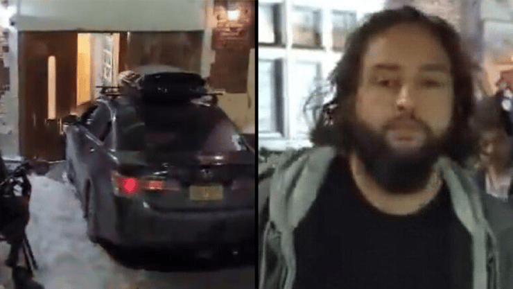 הנהג החשוד ורכבו בכניסה למרכז חב"ד בברוקלין