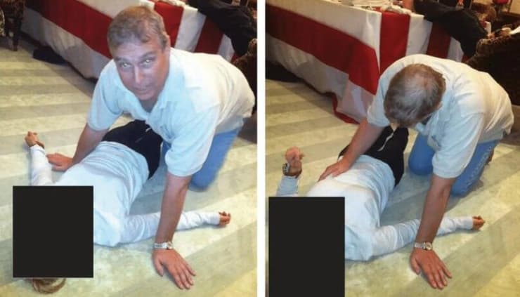 הנסיך אנדרו מתועד רוכן מעל אישה צעירה בתמונה שפורסמה כחלק מ"מסמכי אפשטיין"