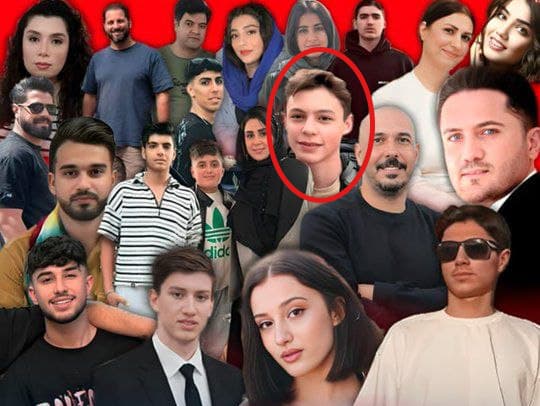 קולאז' הקורבנות שבו הופיע דוד בנט פרסום באיראן על בנו של בנט