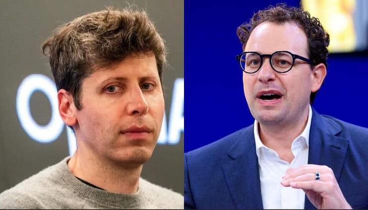 מימין: מנכ"ל אנתרופיק דריו אמודיי, מנכ"ל OpenAI סם אלטמן (רויטרס, Getty Images) מימין: דריו אמודיי, סם אלטמן