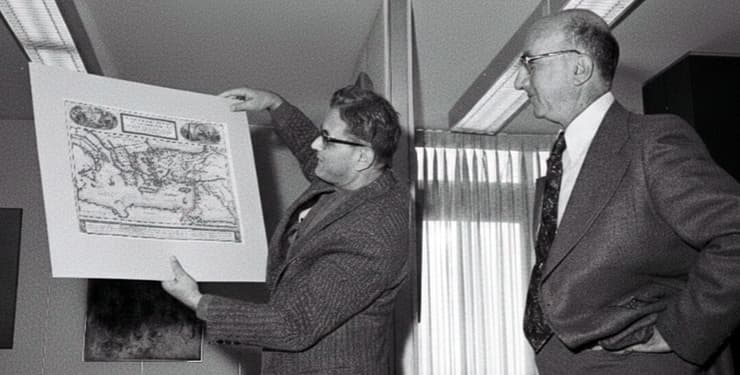 ב-1954 שב גולדרינג לארץ והקים עם חבריו את קבוצות המחקר הראשונות במחלקה החדשה לפיזיקה גרעינית במכון ויצמן למדע. גולדרינג מציג מפה עתיקה לנשיא המכון פרופ' ישראל דוסטרובסקי