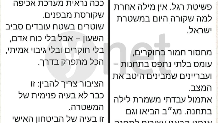 שיחת ווטסאפ עם גורם בכיר במשטרה