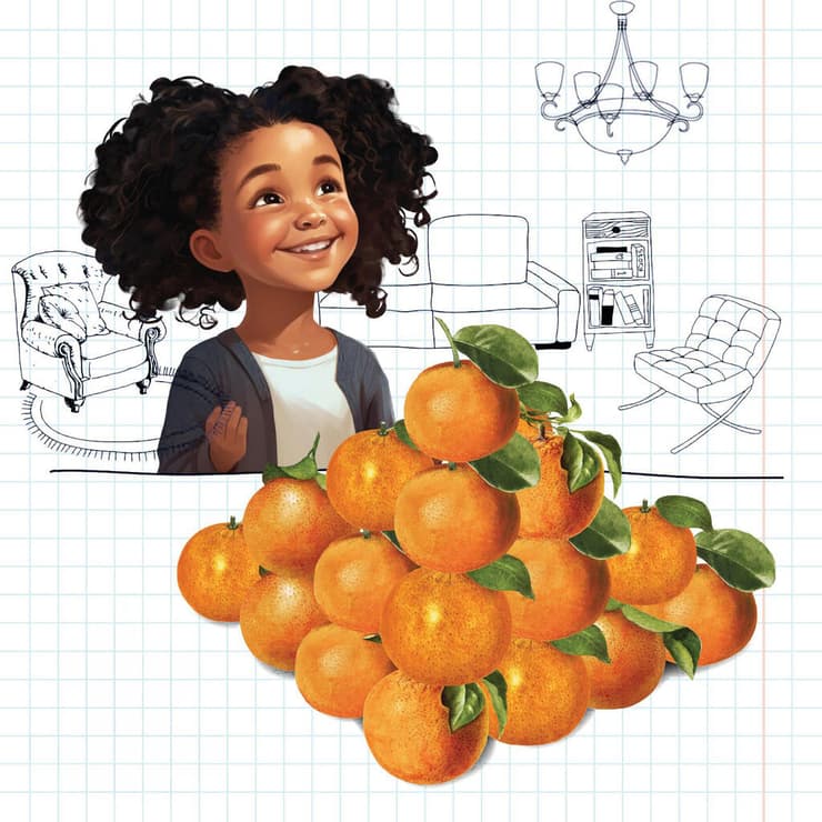 איור חידה תפוזים מדעני העתיד