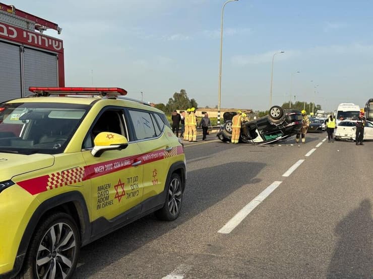 זירת תאונת הדרכים בכביש 241 סמוך לצומת גילת
