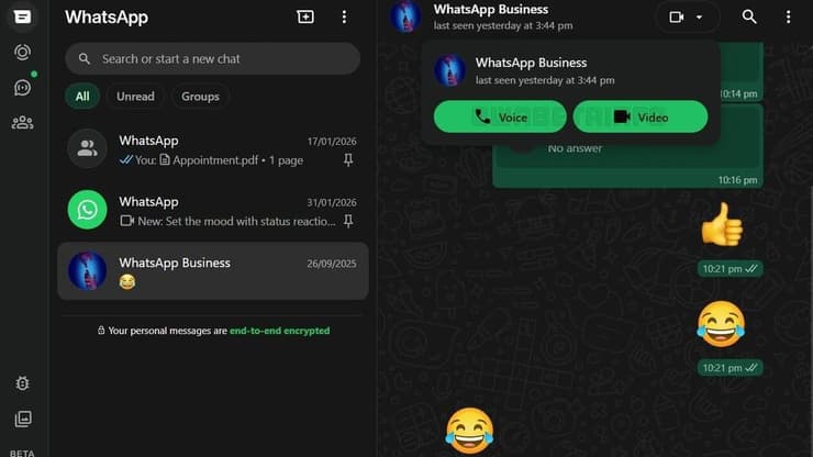 שיחות וידאו וקול בוואטאפ