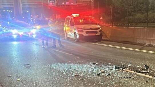 זירת התאונה בכביש 4