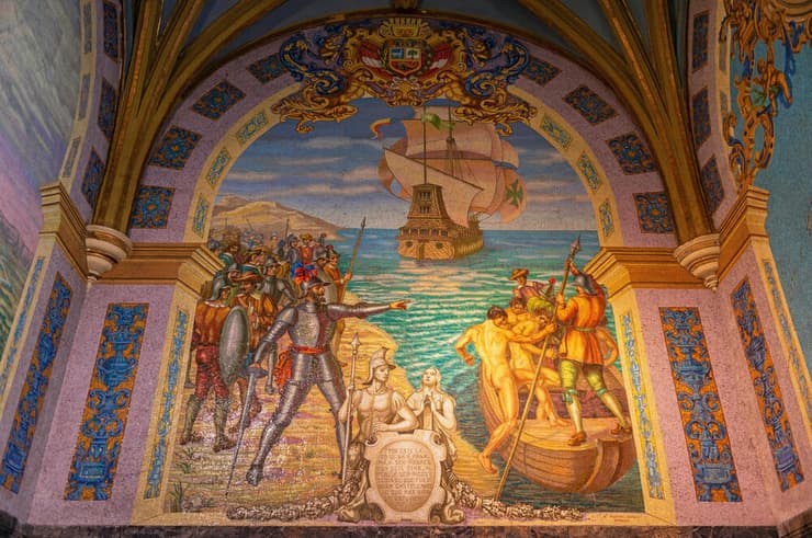 הכובש הספרדי פרנסיסקו פיסארו, באיור מתקרת קתדרלה בלימה, בירת פרו