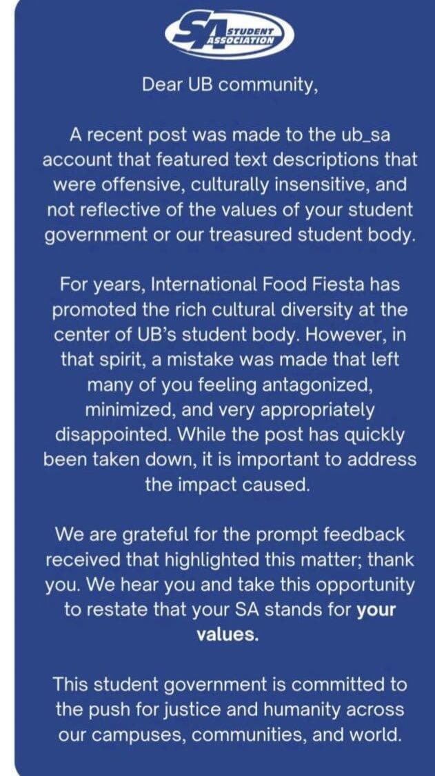 התנצלות של אגודת הסטודנטים של באפלו