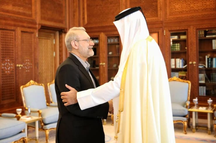 עלי לריג'אני לאריג'אני מזכיר המועצה לביטחון לאומי של איראן פגש נפגש אמיר קטאר תמים בן חמד אל ת'אני