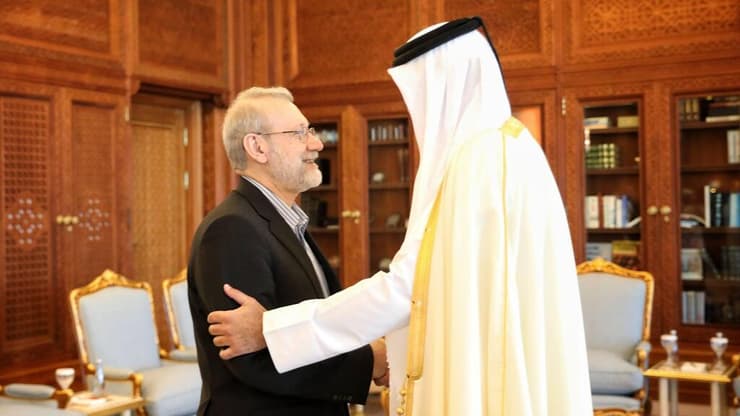 עלי לריג'אני לאריג'אני מזכיר המועצה לביטחון לאומי של איראן פגש נפגש אמיר קטאר תמים בן חמד אל ת'אני