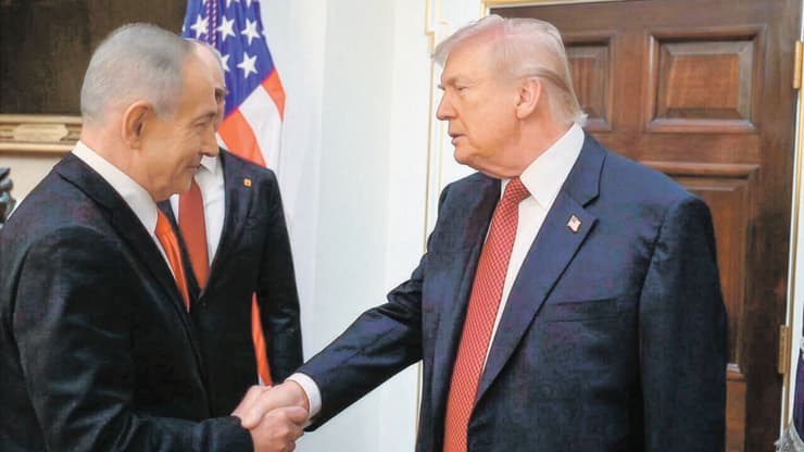 נשיא ארצות הברית דונלד טראמפ וראש הממשלה בנימין נתניהו בפגישתם בבית הלבן