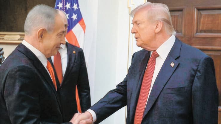 נשיא ארצות הברית דונלד טראמפ וראש הממשלה בנימין נתניהו בפגישתם בבית הלבן