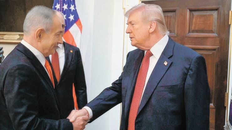נשיא ארצות הברית דונלד טראמפ וראש הממשלה בנימין נתניהו בפגישתם בבית הלבן