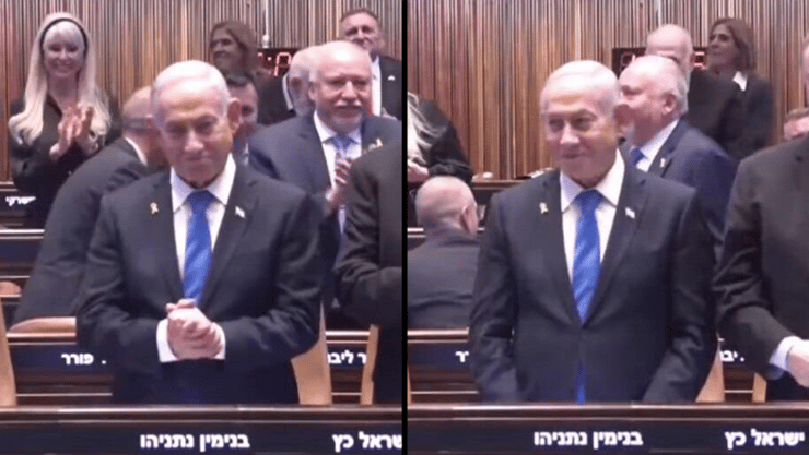 חצי חצאים ראש הממשלה בנימין נתניהו מחייך חיוך דונלד טראמפ נשיא ארצות הברית מליאה מליאת הכנסת חנינה יצחק הרצוג