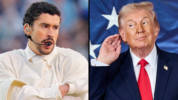 מתקפה קשה של טראמפ נגד כוכב הפופ הפורטו ריקני (צילום: AP Photo/Matt Ramey, REUTERS/Mike Blake) דונלד טראמפ באד באני