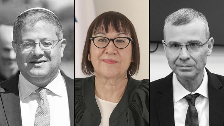 מימין: לוין. פוזיציה לא פשוטה, כנפי־שטייניץ. תחת העומס, בן גביר. מאבק סמכויות (צילומים: אלכס קולומויסקי, אתר הרשות השופטת) |