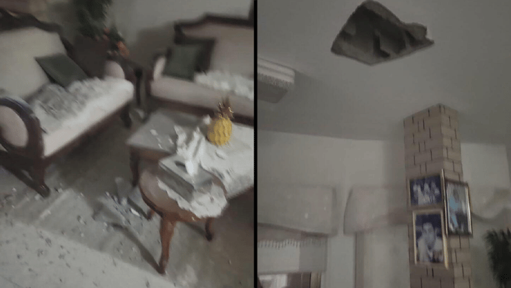 הרימון חדר דרך גג המבנה. תיעוד מהבית שנפגע זירת הירי בכפר כנא