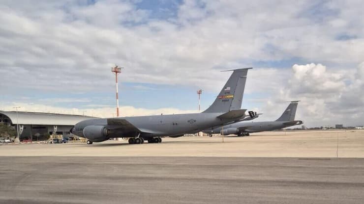 מטוסי תדלוק אמריקניים ומטוסי תובלה כבדה מסוג גלובמסטר C17 בנתב"ג לקראת התקיפה באיראן