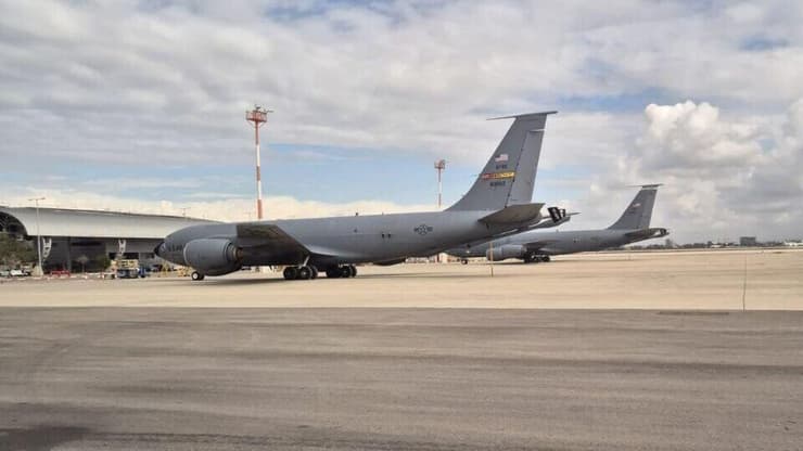 מטוסי תדלוק אמריקניים ומטוסי תובלה כבדה מסוג גלובמסטר C17 בנתב"ג לקראת התקיפה באיראן