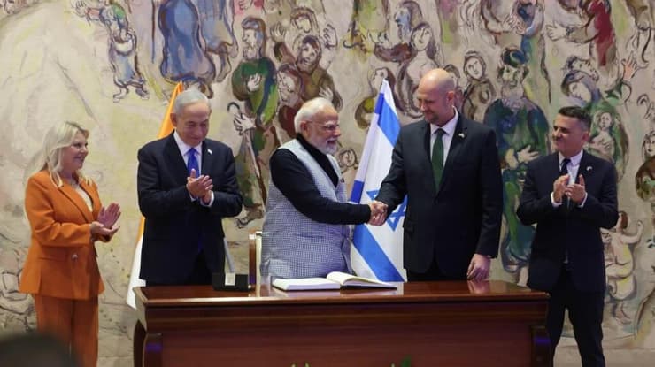 צילום: מארק ישראל סלם/הג'רוזלם פוסט טקס קבלת פנים לראש ממשלת הודו נרנדרה מודי בכנסת