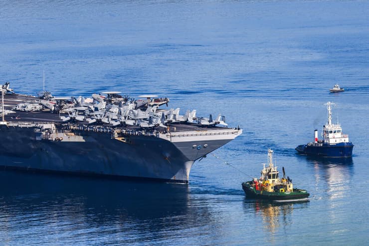 צילום: Costas METAXAKIS / AFP נושאת המטוסים ג'רלד פורד