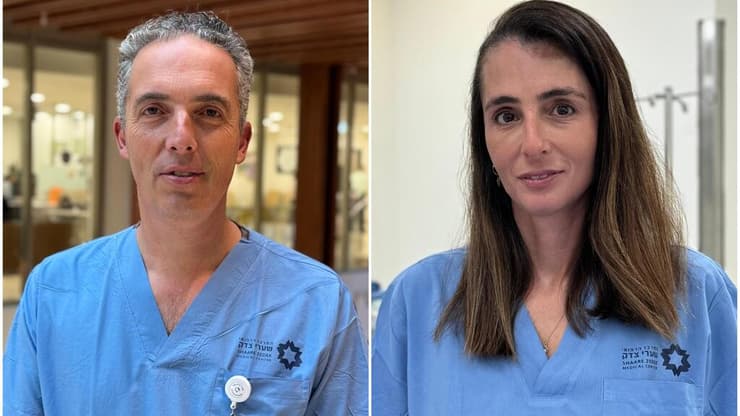 "זו בשורה אדירה". ד"ר עדי לוטן ופרופ' יואב גרונוביץ (קרדיט: אפרת פרג'ון, המרכז הרפואי שערי צדק) ד"ר עדי לוטן וד"ר יואב גרונוביץ