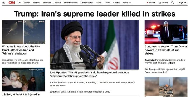 סיקור חיסול חמינאי בתקשורת הבינלאומית