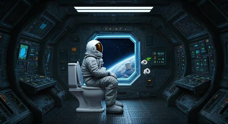 שירותים בחלל (איור: shutterstock) שירותים בחלל