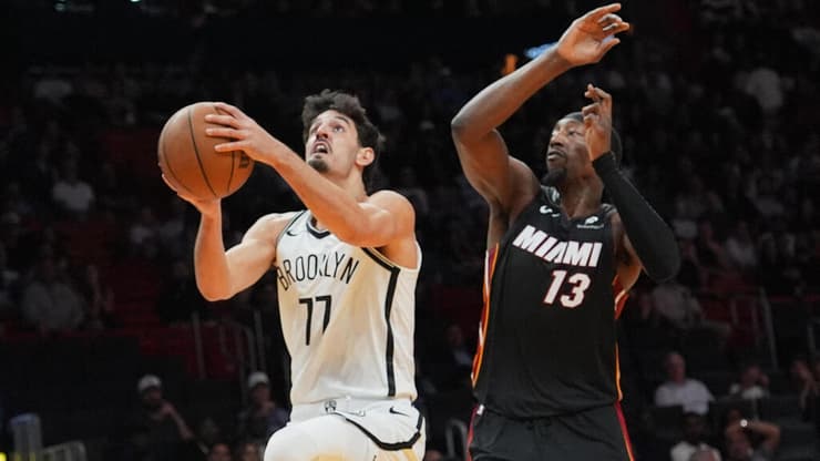 שחקן ברוקלין נטס בן שרף מול שחקן מיאמי היט באם אדבאיו