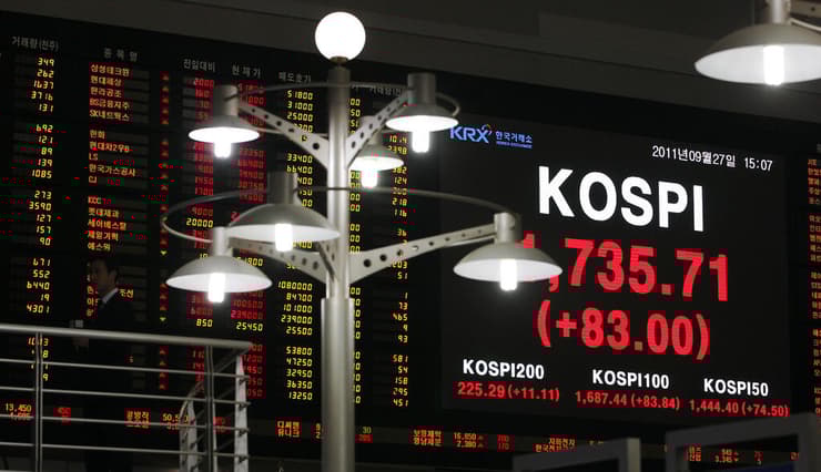 בורסת סיאול (צילום: Lee Jin-man\AP) בורסת סיאול