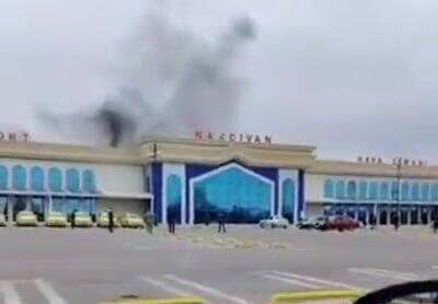 תיעוד לכאורה של כטב"ם מתפוצץ ב נמל תעופה ב דרום אזרבייג'ן ירי מ איראן