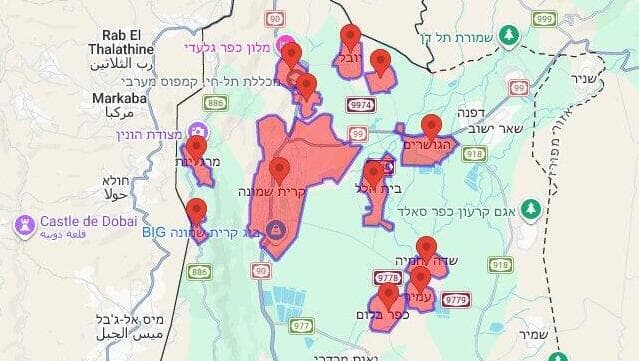 מפת אזעקות (צילום: כומתה) מפת אזעקות