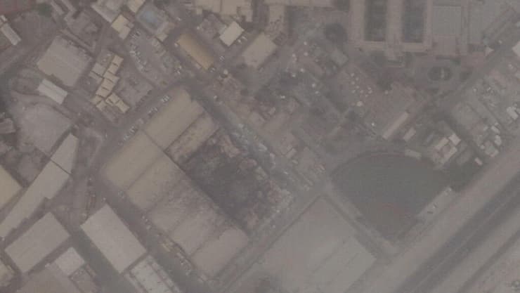 תמונת לוויין מראה נזק לבסיס הצי החמישי של ארצות הברית בבחריין אחרי תקיפות איראן