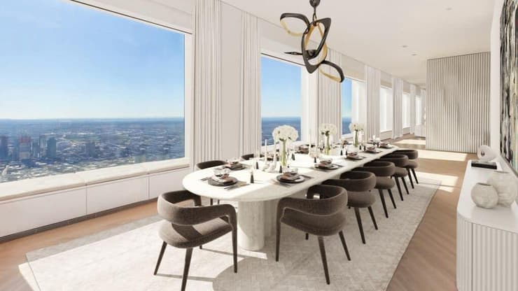 שולחן האוכל באחת מדירות היוקרה במגדל בניו יורק