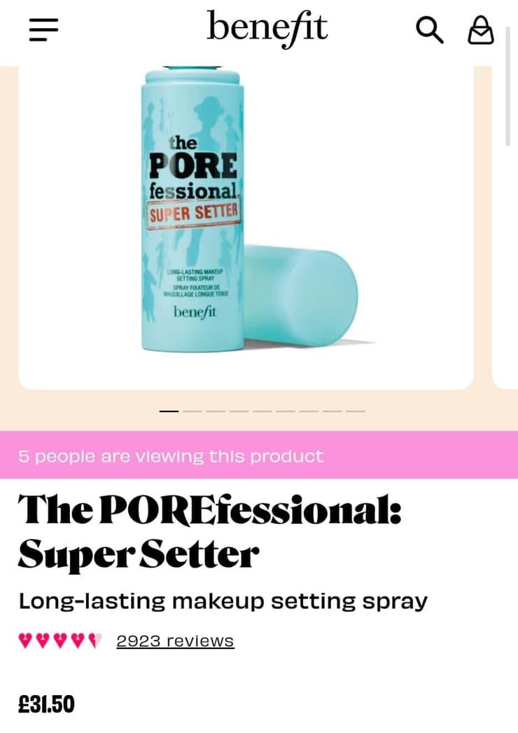 מחיר בבנפיט uk לאותו מוצר: גבוה מהדיוטי פרי, נמוך מ-Be