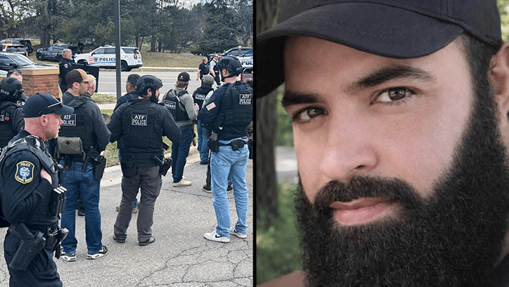 המחבל שביצע את הפיגוע ושוטרים בזירה בווסט בלומפילד