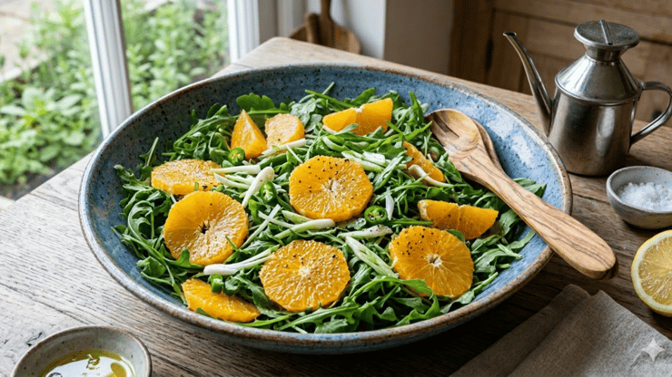 סלט שום ירוק ותפוזים