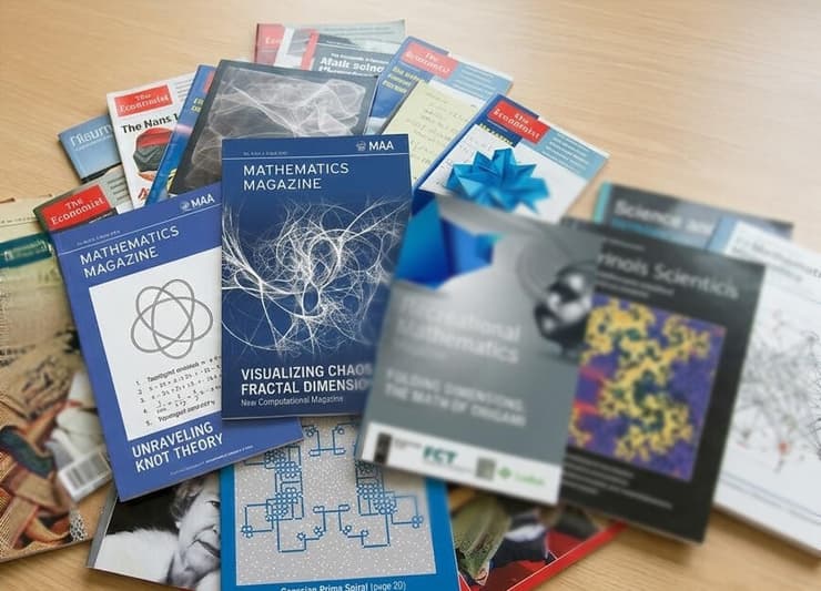 המתמטיקה מסווגת כיום ל-63 תחומים ו-529 תתי תחומים, שכל אחד מהם פיתח שפה ייחודית שמשמשת אותו. כתבי עת שונים למתמטיקה (צילום: ליאת פלי בעזרת ג'מיני) המתמטיקה מסווגת כיום ל-63 תחומים ו-529 תתי תחומים, שכל אחד מהם פיתח שפה ייחודית שמשמשת אותו. כתבי עת שונים למתמטיקה