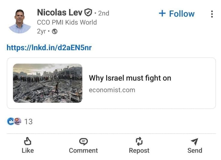 המאמר ששיתף ניקולס לב בלינקדאין