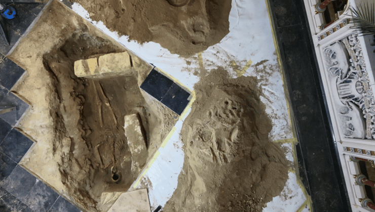 השלד שהתגלה תחת רצפת הכנסייה פטרוס ופאולוס בעיר ההולנדית מאסטריכט